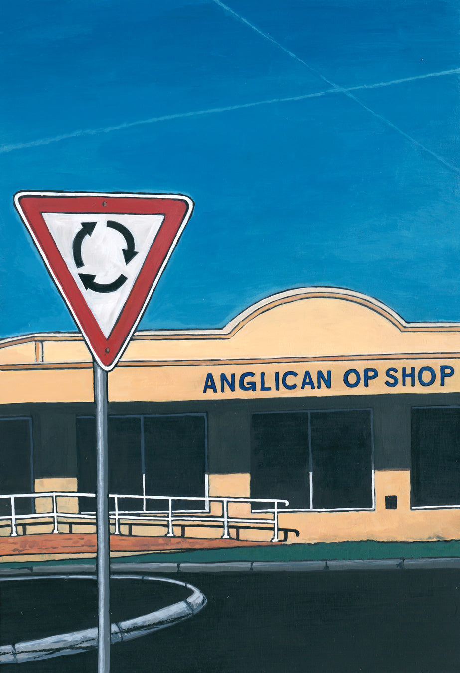 Josh Galletly Artwork. Painting of the Anglican Op Shop in Ballina, NSW Australia